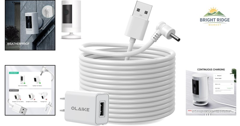 Long 8m Charging Cable for Stick Up Cam Battery with Waterproof Design gallery