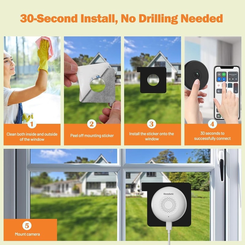 Max AI 3MP Window Camera with Stick-On Install, 24/7 Monitoring & Two-Way Audio gallery