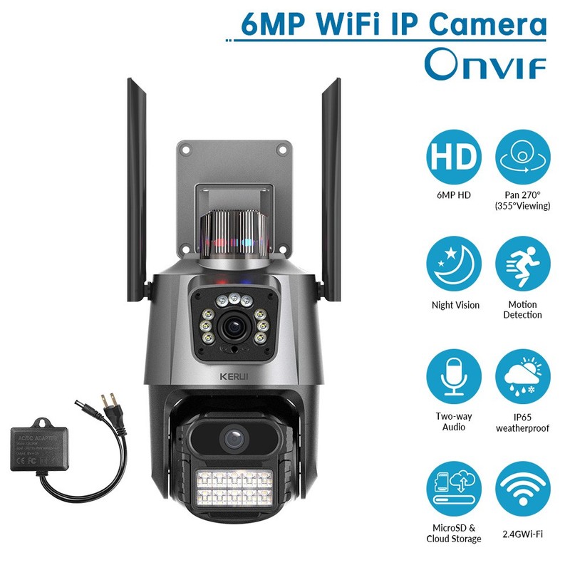 WiFi Security Camera Wireless 6MP Outdoor Home CCTV PTZ Dual Lens Night Vision