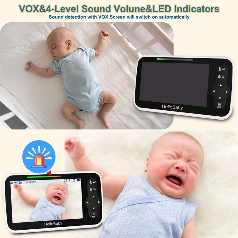 HelloBaby 5" Video Baby Monitor with Remote Pan-Tilt-Zoon (HB6251) - White gallery