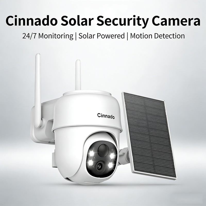 Cinnado 2K Wireless WiFi Solar Security Camera Outdoor 360°PTZ Color Night VIiso