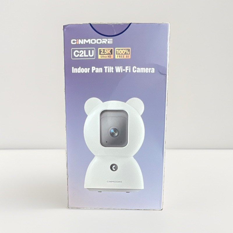 CINMOOORE C2LU 2.5K Indoor Pan/Tilt Wi‑Fi Cam Auto Tracking 2‑Way White