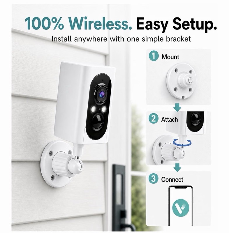 2-Pack 2K Wi-Fi Security Cameras 355° Pan PIR Night Vision 2-Way Audio IP65 gallery