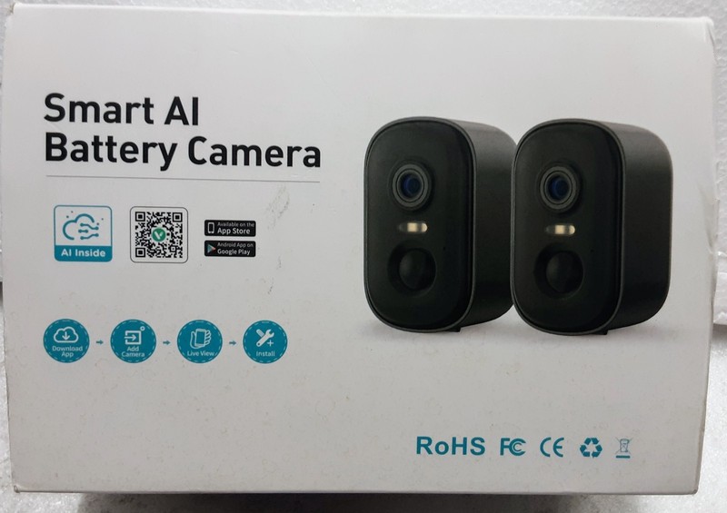 2 PK Smart AI Battery Wireless Camera 2K, Battery Powered Wifi Ai Motion Detect