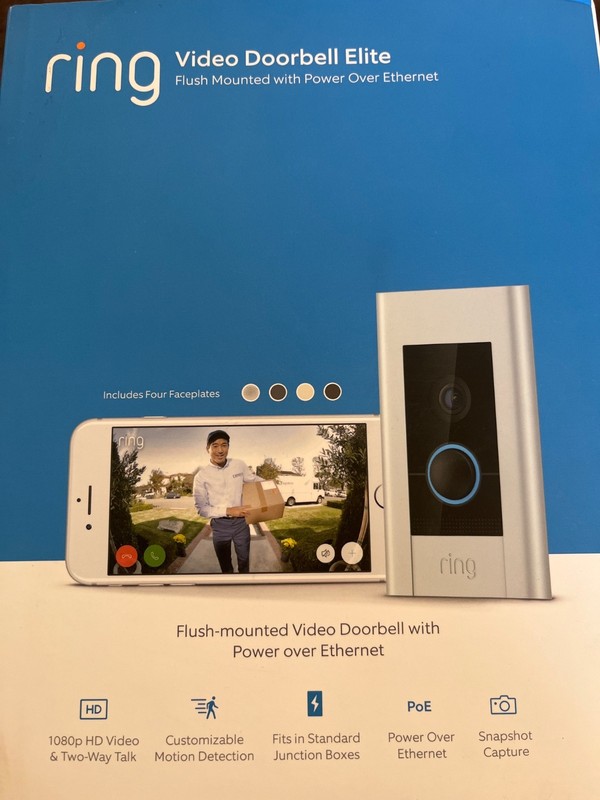 Ring Elite Video Doorbell PoE – NEW OPEN BOX – Hardwired Pro Model – 1080p HD