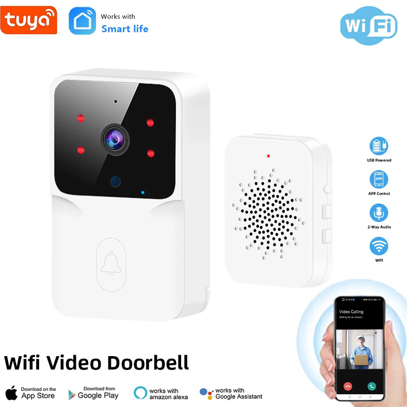Tuya Wifi Video Doorbell Wireless HD Camera IR Alarm Security Smart Home Door Be gallery