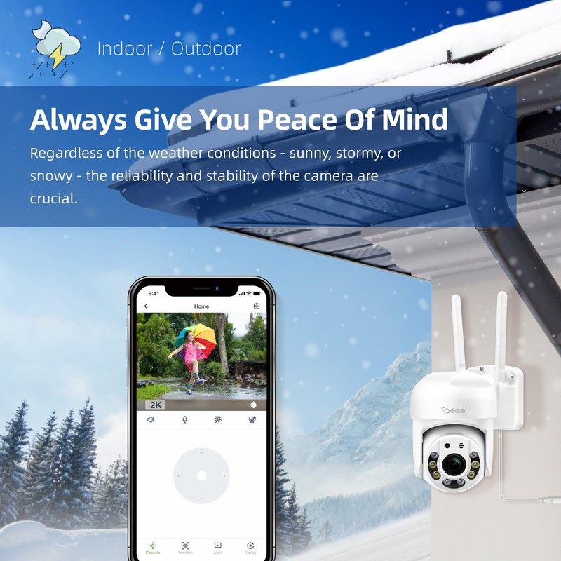 2K WiFi Security Camera for Home with Cell Phone App Control, Color Night Vis... gallery