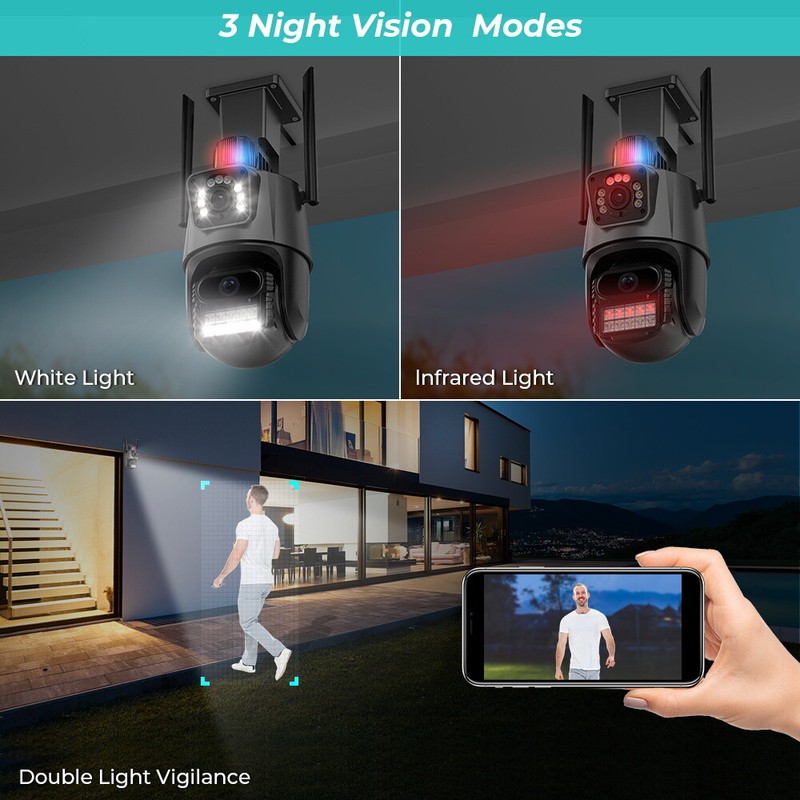 Dual Lens 4K WiFi Security Camera 8X Zoom Outdoor Home Night Vision CCTV PTZ US gallery