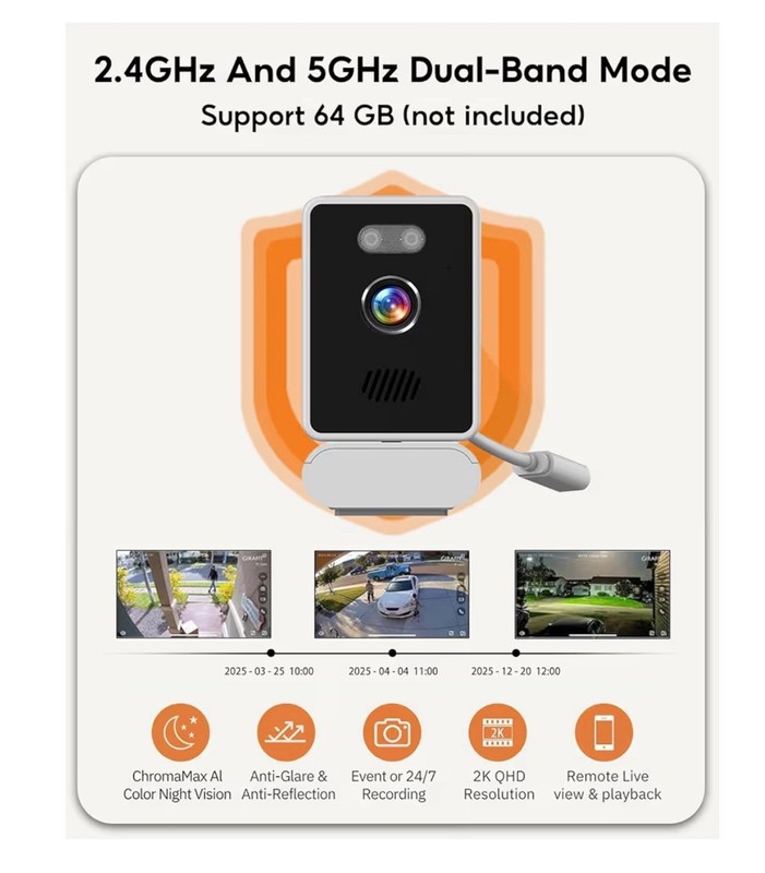 5MP 2K WiFi Window Security Camera, Indoor Dog Cam, AI Night Vision, Motion Dete gallery