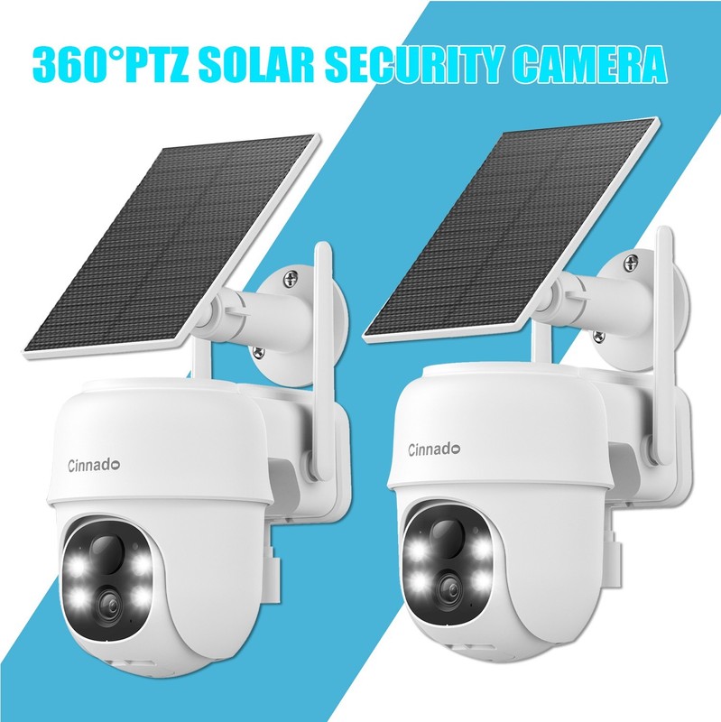 2X Wansview Solar Security Camera Wireless Outdoor 360°PTZ 2-Way Audio PIR Alarm