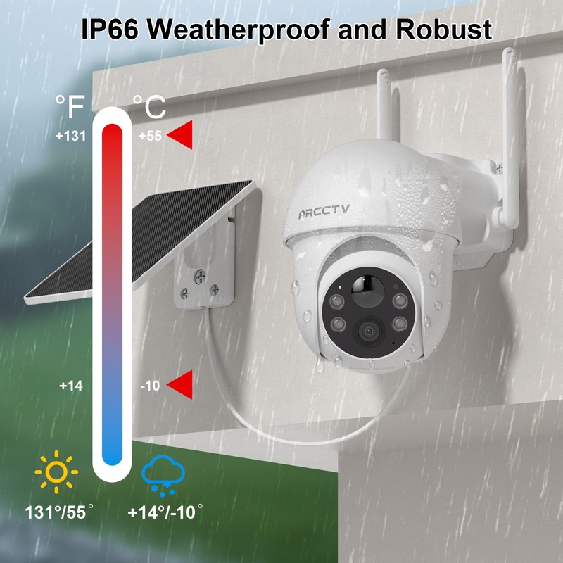 ARCCTV Outdoor Solar Wireless Security Camera PTZ 4MP WiFi Battery Smart Home IR gallery
