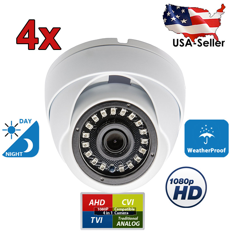 4 Pcs. TVI AHD CVI Analog HD Night Vision Outdoor Indoor CCTV Security Camera