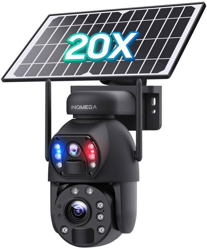 20X Optical Wifi Solar Security Camera with 6MP Dual-Screen