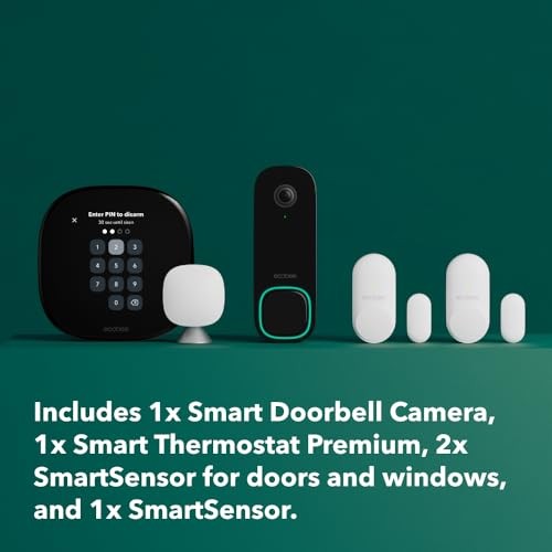 Smart Doorbell Camera Sensor Auto-Scheduling Thermostat WiFi Security Bundle Kit gallery