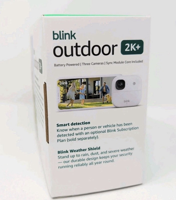 NEW: Blink Outdoor 2K+ Wireless Security Cameras 3 Camera System (White) SEALED gallery