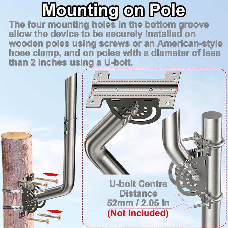 28" Heavy Duty Adjustable Antenna Wall Mount – 430 Stainless Steel J-Pole Sol... gallery