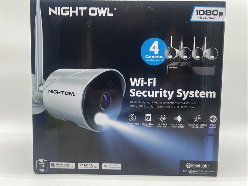 New Night Owl Wi-Fi Security System x4 IP 1080p Cameras WM-BTWN81-2-4L FreeS&H
