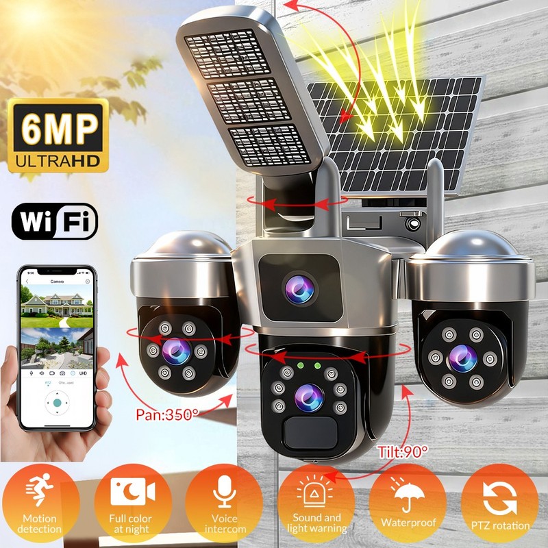 Wireless Solar Battery Powered WiFi Home Security Camera System Pan/Tilt Outdoor gallery