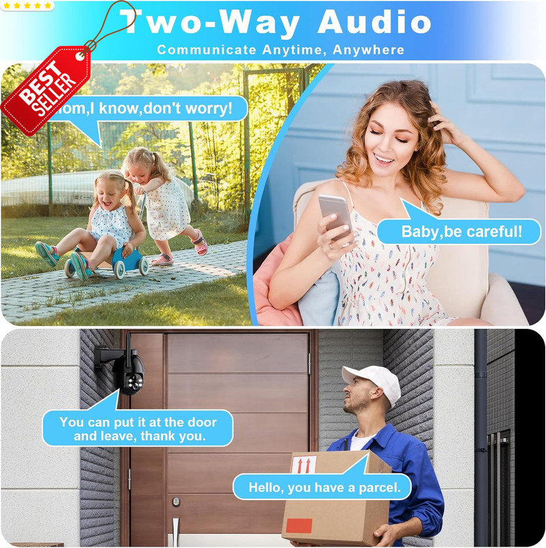 Solar Security Camera Wireless Outdoor 2K PTZ WiFi 3MP Night Vision - US gallery