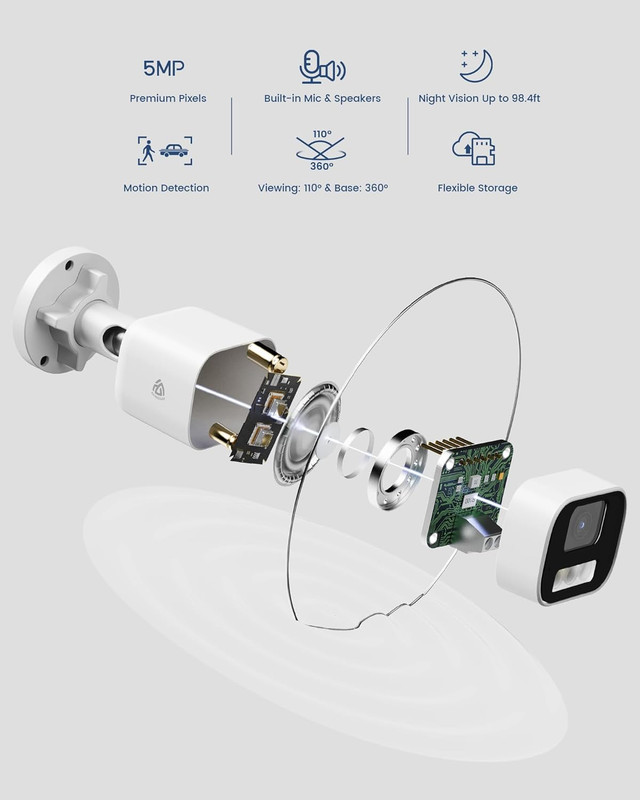 4PCS 5MP Poe Add-On Security Camera, Outdoor Indoor Wired CCTV Camera with Human gallery