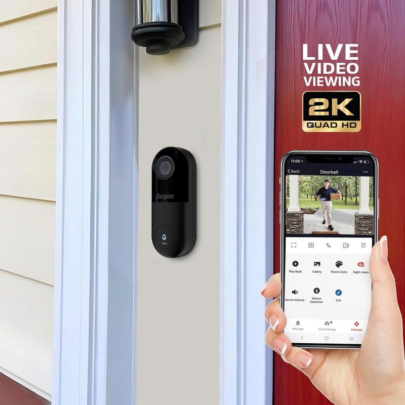Energizer Connect Smart 2K 5GHz Wired Video Doorbell 2-Way Audio & Night Vision gallery
