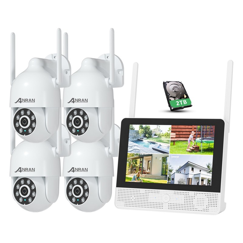 ANRAN 5MP WiFi6 Security Camera System 4CH NVR 12″Monitor 2TB AI Human Detection