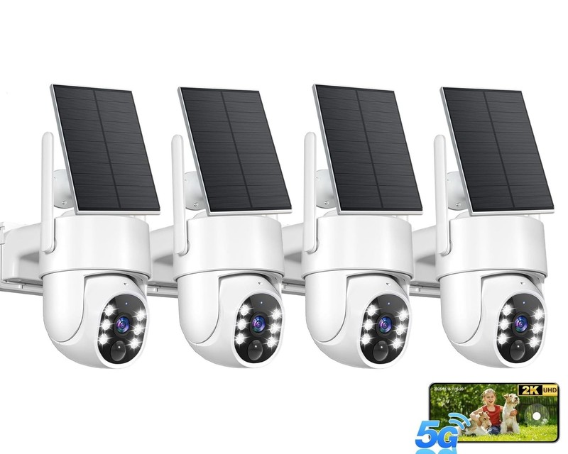 2K Solar Wireless Security Camera System, WiFi, AI Detection, Night Vision, 4 Pa gallery