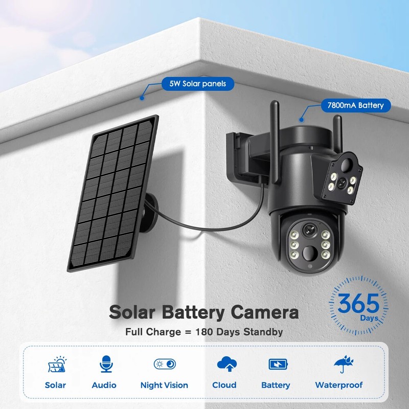 4K HD Solar WiFi Camera Outdoor Built-in Battery 2K Security Solar Panel CCTV gallery