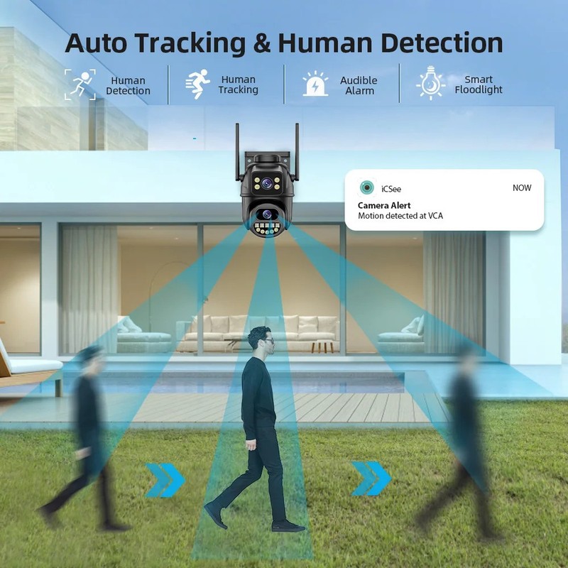 4K 8MP HD Outdoor PTZ Camera Dual Lens AI Tracking IP CCTV Wifi Audio Video gallery