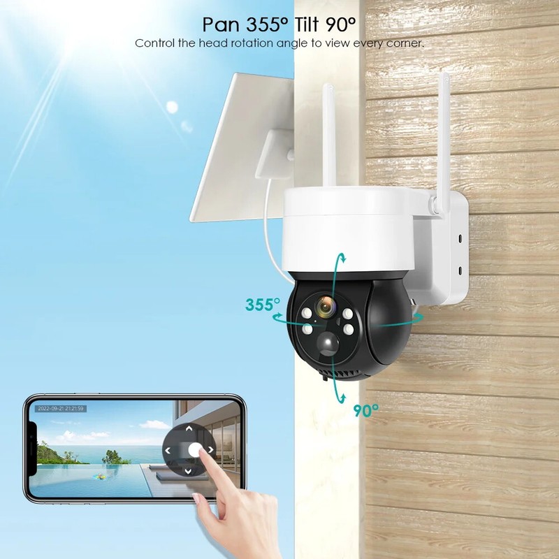 4MP WIFI HD Solar Camera PIR Human Detection Outdoor Security PTZ Surveillance gallery