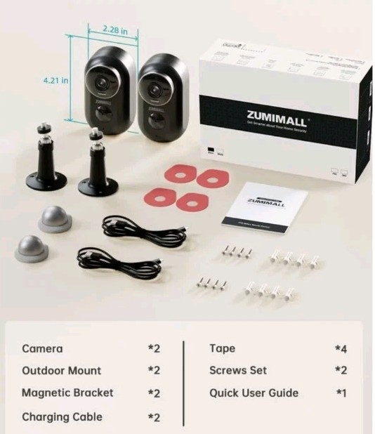 Zumimall F5C Black Wireless In/Outdoor Night Vision Ai Detection Security Camera gallery