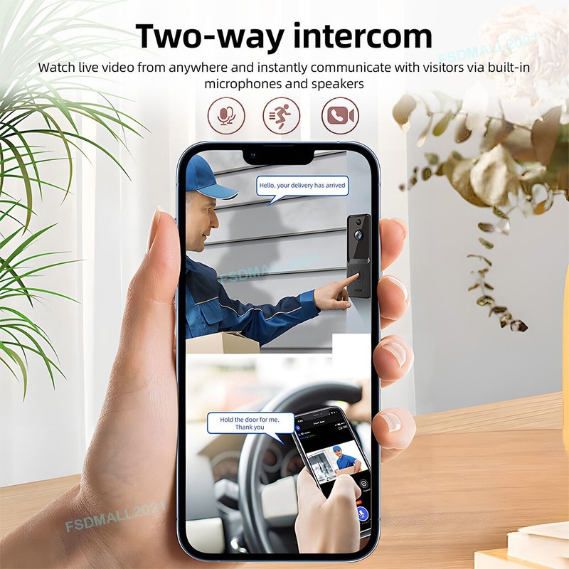 Smart Wireless WiFi Doorbell Intercom Video Camera Door Ring With Chime Security gallery