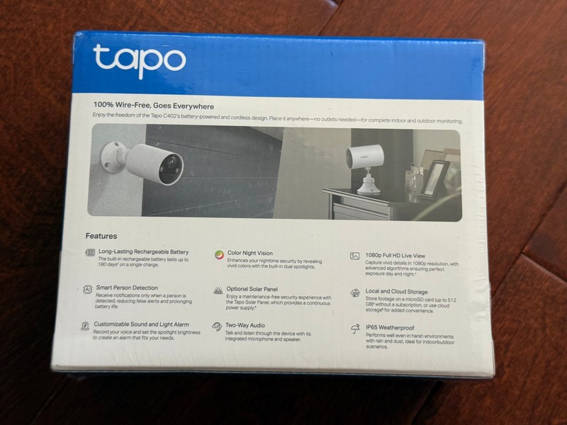 Tp-link Tapo C402 Wireless Outdoor Security Camera, 1080p, New Sealed gallery