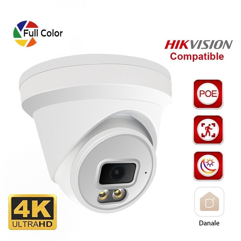 8MP IP Camera Full Night Color View Vu POE 2.8mm Microphone Vandalproof IP Cam