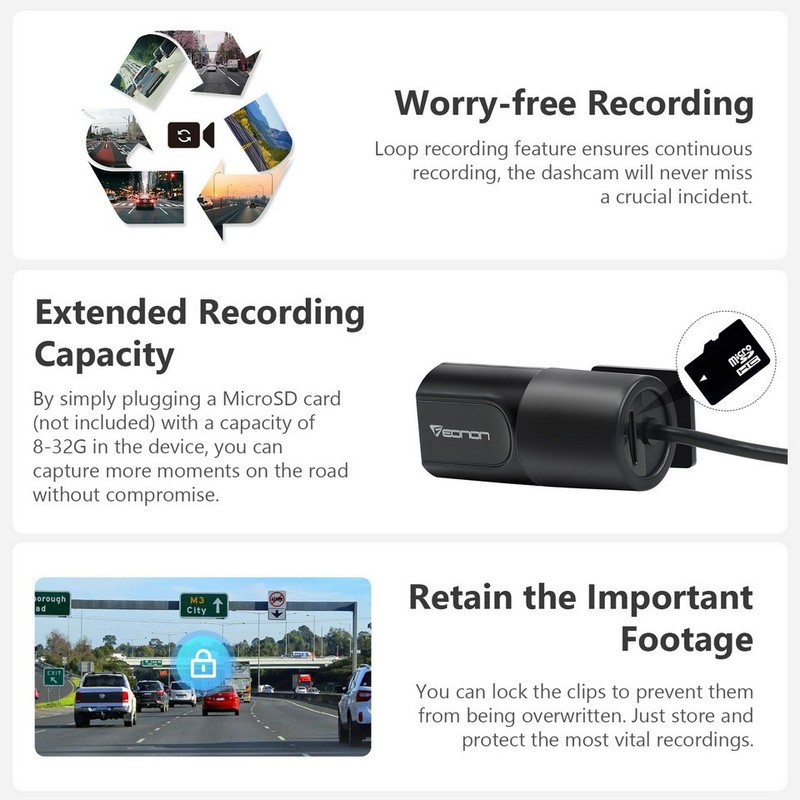 A100 Dashcam USB Type Front Camera For Eonon Android Car Stereo w/ DVR Function gallery