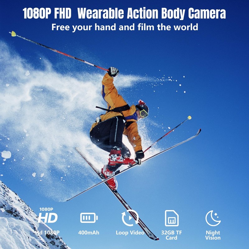 Mini Wearable Body Worn Action Camera with Auido & Video Recording -32G Thumb... gallery