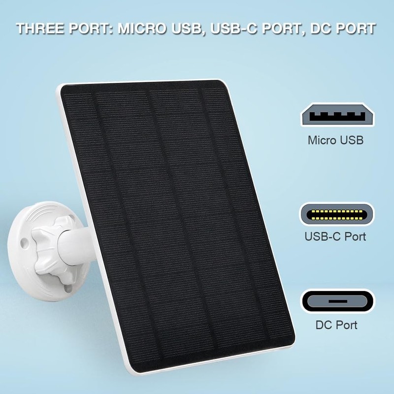 5W High-Efficiency Solar Panel for Security Cameras - Waterproof & Adjustable gallery