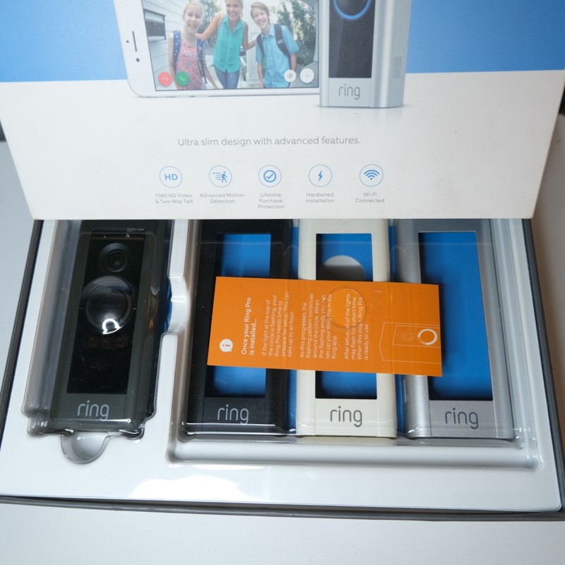 Ring Video Doorbell Pro 2018 Wired w Original Box + Faceplates Untested gallery