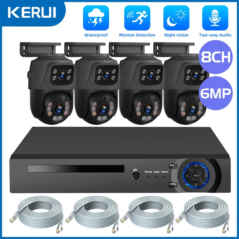 8CH 6MP HD POE Security Camera Outdoor Surveillance NVR Kit CCTV Human Detection