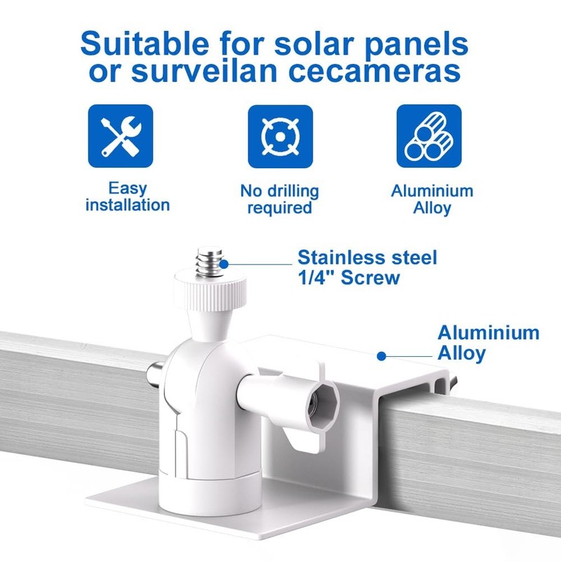 VERVERAY Gutter Mount for Ring Solar Panel & Camera, 2 Pack White Aluminum Al... gallery