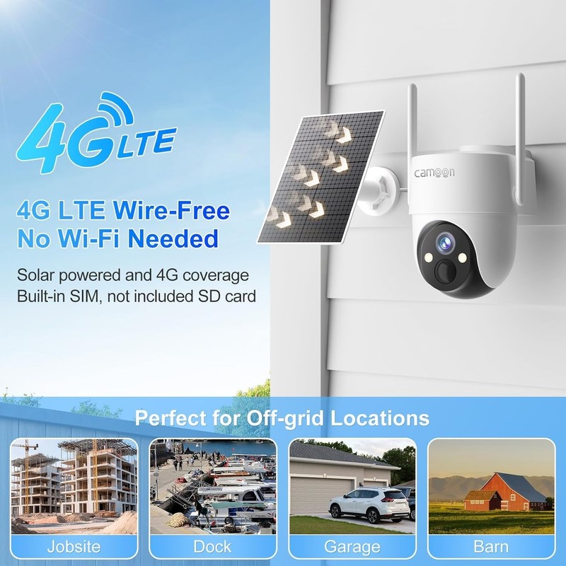 Outdoor 4G LTE Security Camera with 2K Night Vision & Motion Alerts - No WiFi gallery