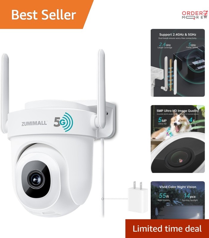 5MP Outdoor Security Camera WiFi Night Vision 360° Auto-Tracking