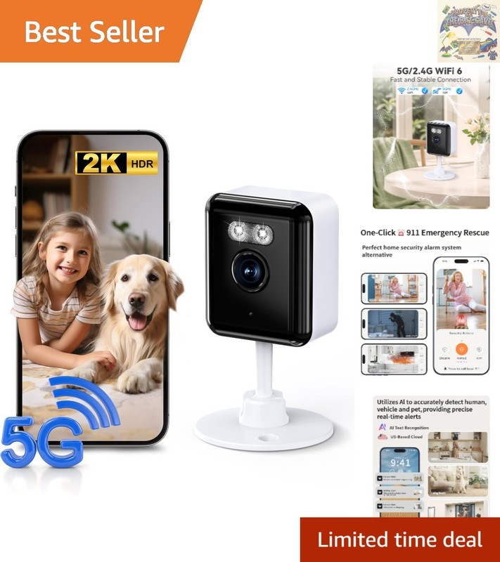2K Home Security Camera with AI Text Recognition & Night Vision – Solar Powered