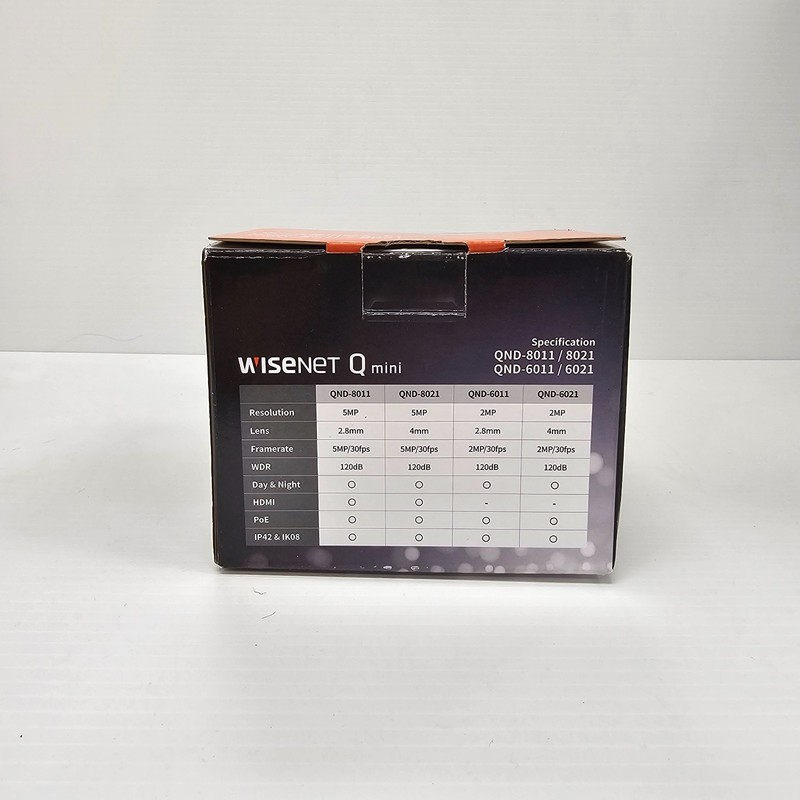 Wisenet Q Mini 5MP 2.8mm Fixed Compact Network Dome Camera QND-8011 gallery