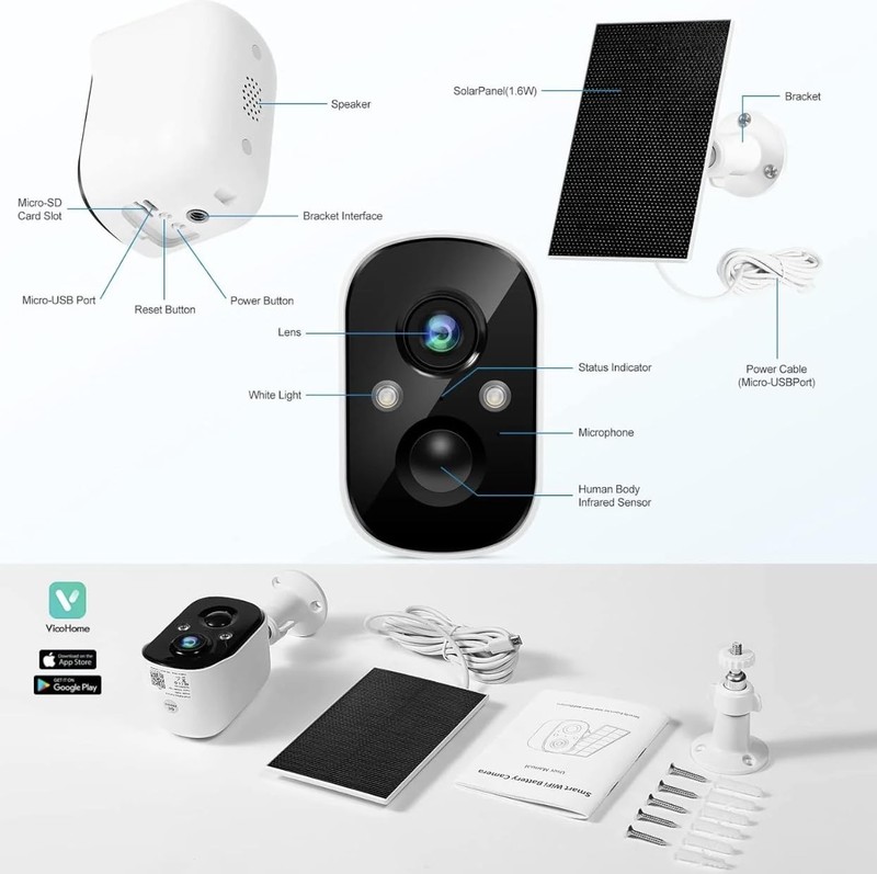 VicoHome Solar Camera Outdoor Wireless – Security Monitoring 2K Battery-Power... gallery