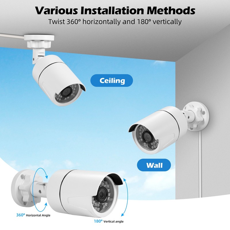 2 Pack Yard Garage Security Cameras 5MP IP66 Weatherproof Infrared Night Vision gallery