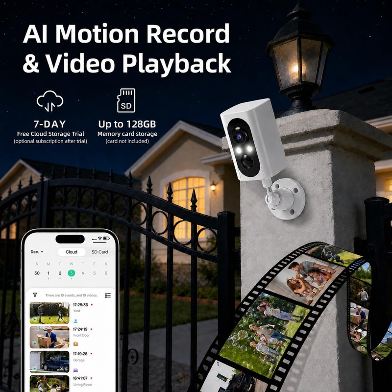 2K Security Cameras Wireless Outdoor, 355° Pan Rotate, Battery Powered, Color... gallery