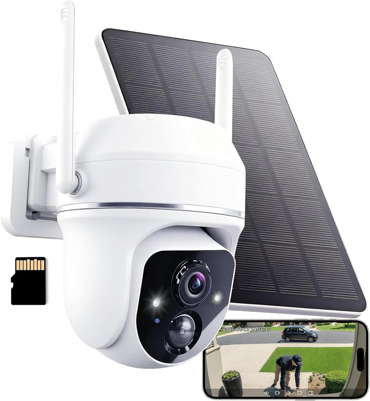 3MP Solar Security Camera – Wireless Outdoor PTZ with 360°View, AI Motion Detect