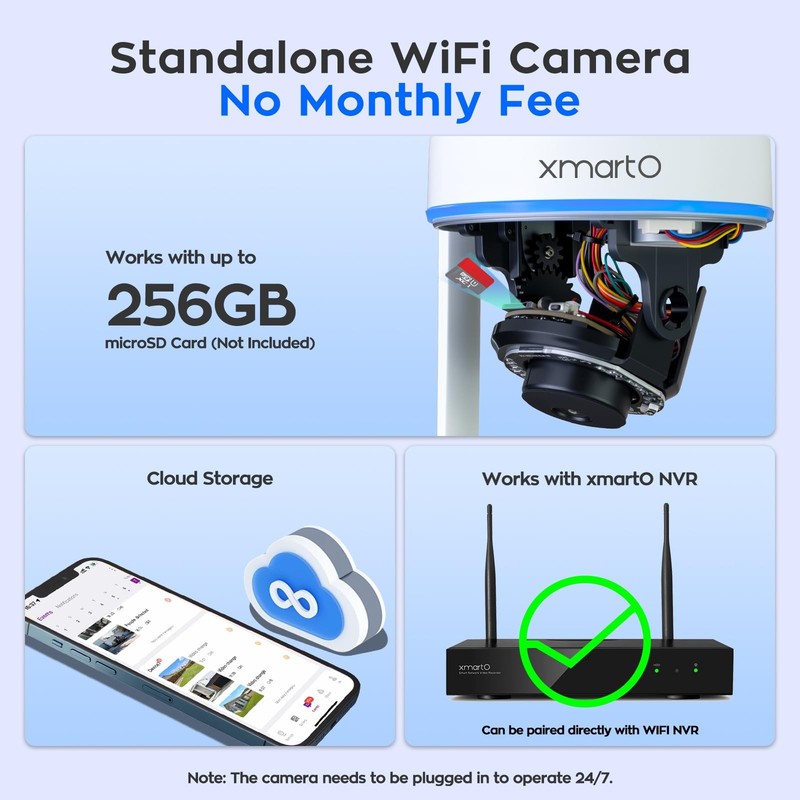 AI Tracking 2K HD Metal Dome PTZ Security Camera, WiFi 6 Dual Band Wireless, ... gallery