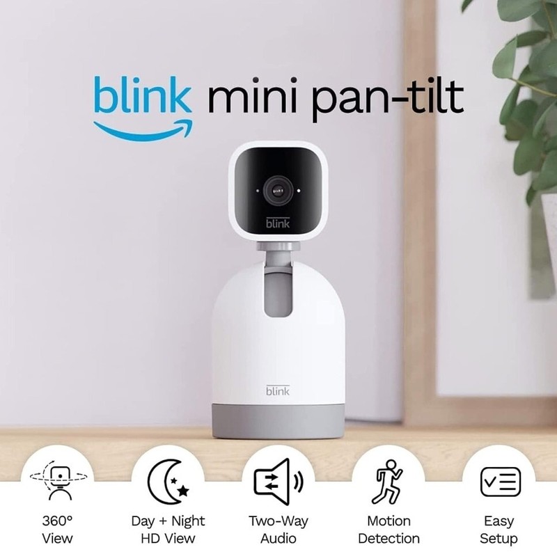 New Blink Mini Pan Tilt Camera, Rotating Indoor Smart Security Camera (White)